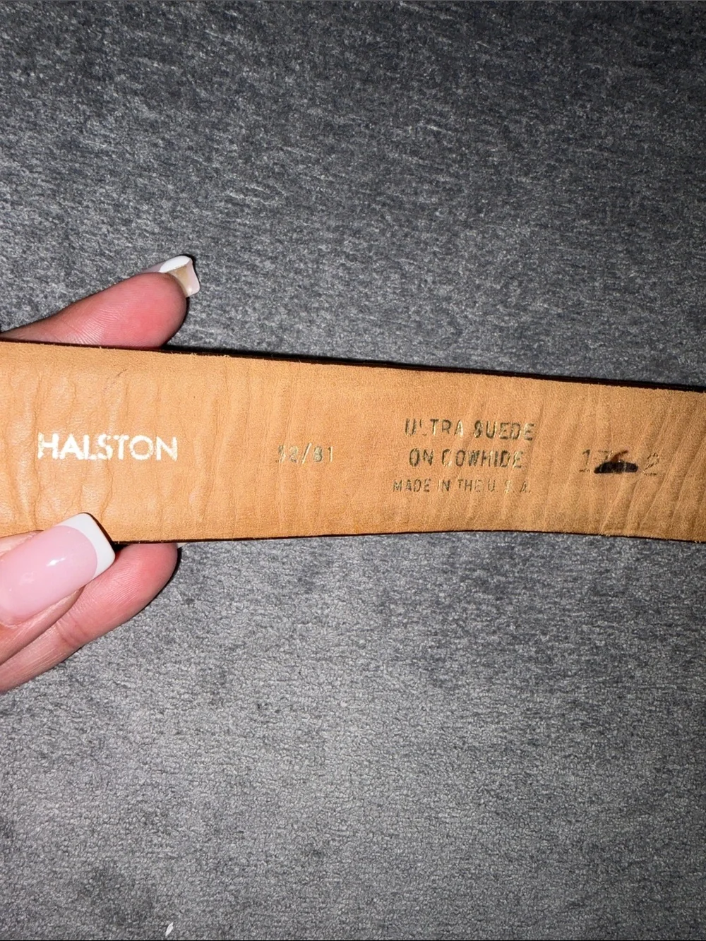 Halston- Brown Ultrasuede & Cowhide Belt Size 32
